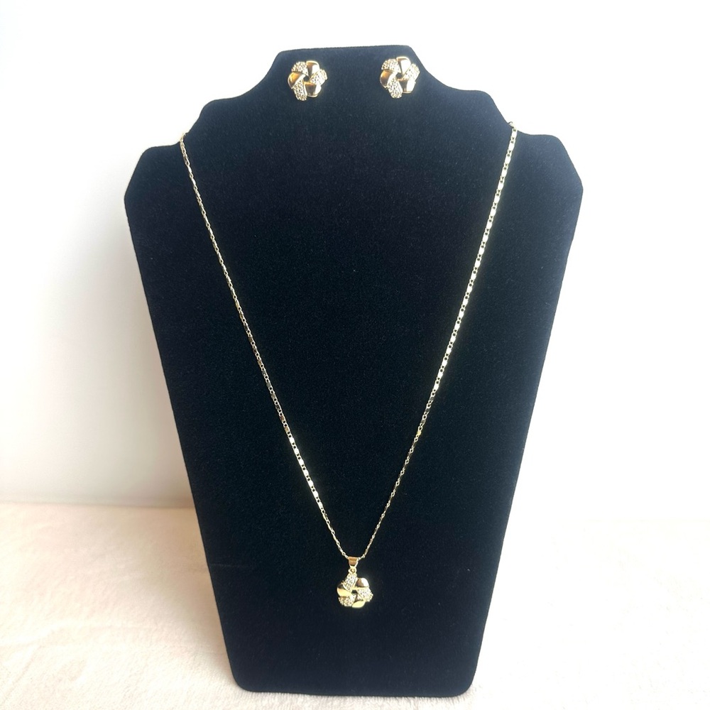 18K Gold Filled CZ Love Knot Set